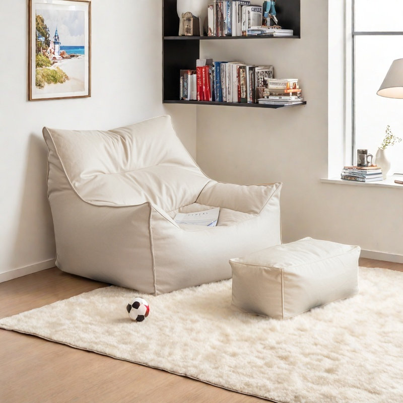 Canapé à billes rétro minimaliste, Similicuir beige