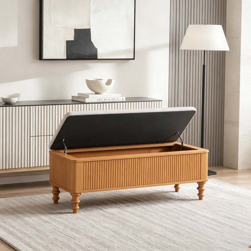 Banc de rangement avec repose-pieds 50,8 pouces, Natural