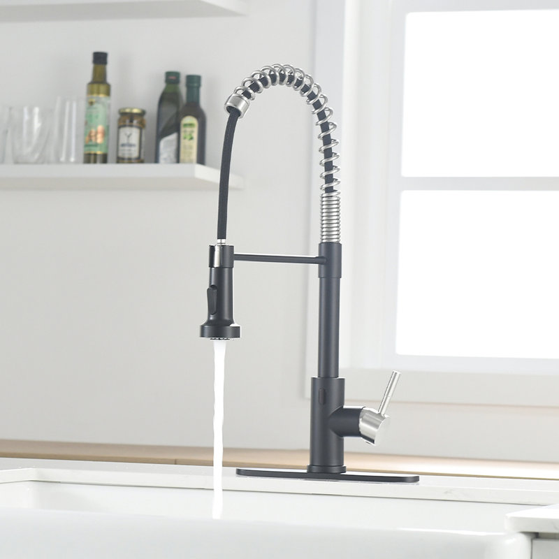 Touchless Kitchen Faucet - Automatic Smart With Pull-Down Hygienic For Sinks In Black And Silver Motion Sensor Tap Hands Convenient Use