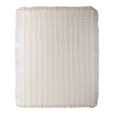 Manual Woodworkers & Weavers Olive Branch 2 Layer Throw Blanket 46 x 60 Inch Beige