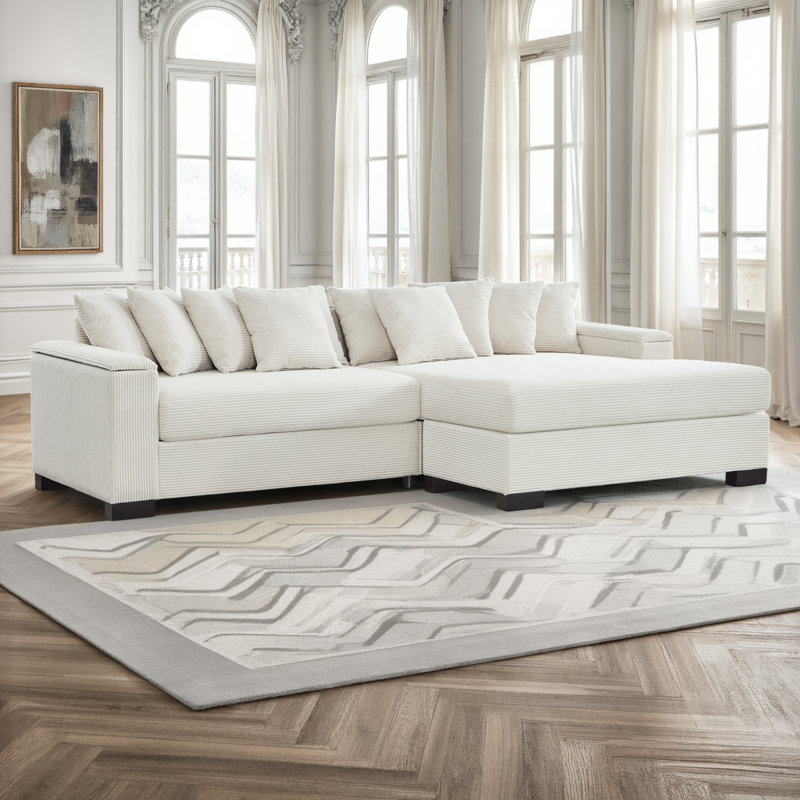 Canapé modulaire en L avec méridienne convertible Comfort, Beige