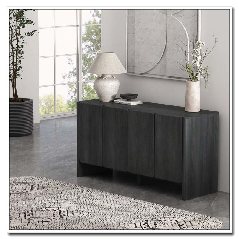 Armoire 4 portes avec rangement, Gris anthracite