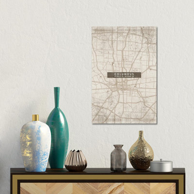 Columbus City Map Abstract Style 1 Piece Wall Art on Canvas