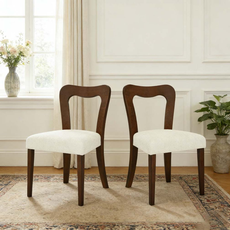 Ensemble de chaises de salle à manger, Beige, noyer
