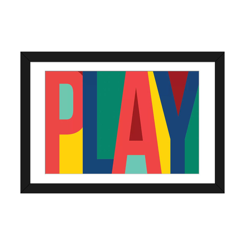 «Play», reproduction sur toile tendue, Impression encadrée avec passe-partout, H 16 po x l 24 po, Noir