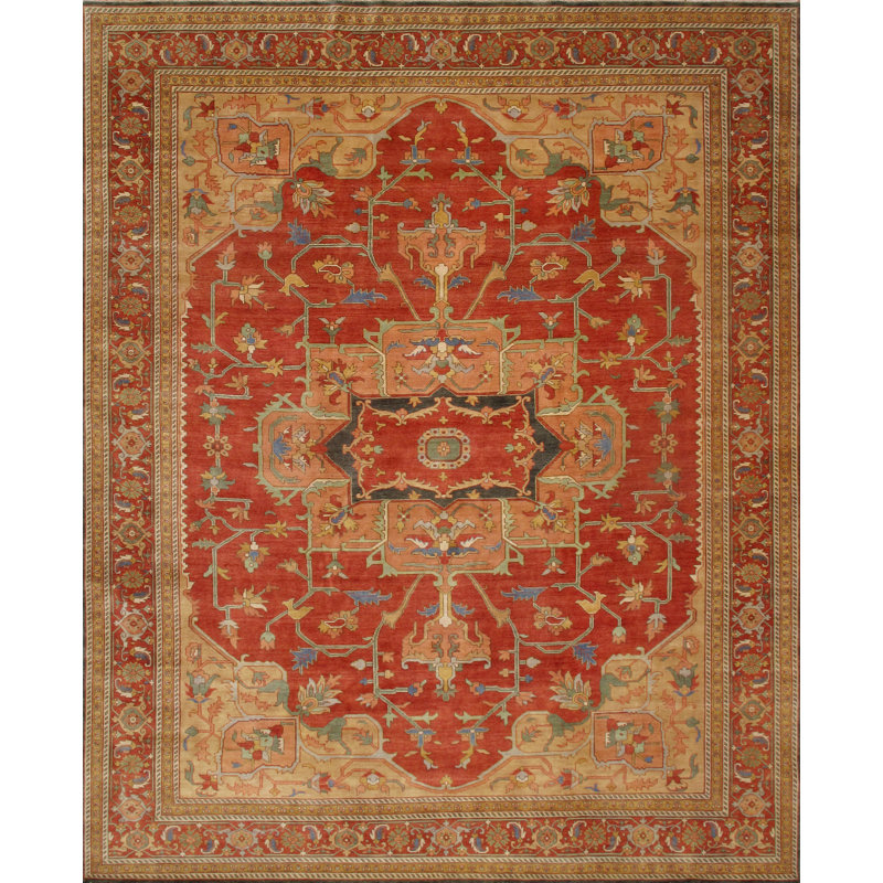 Tapis rouille en laine noué à la main Serapi, Rectangle 5 pi 1 po x 6 pi 11 po