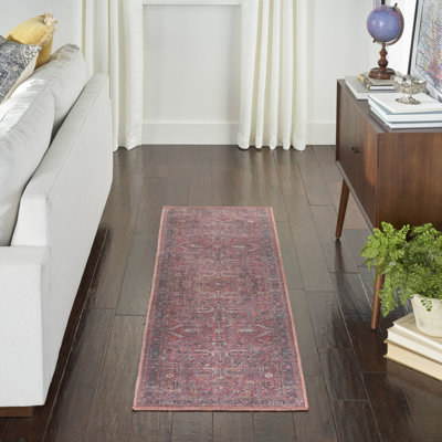 Tapis de couloir 10 pi bleu et rouge