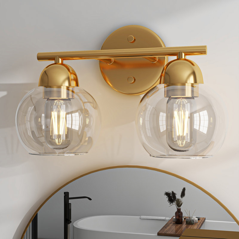 Éclairage pour salle de bain Daryll, Transparent, Deux lumières, Doré
