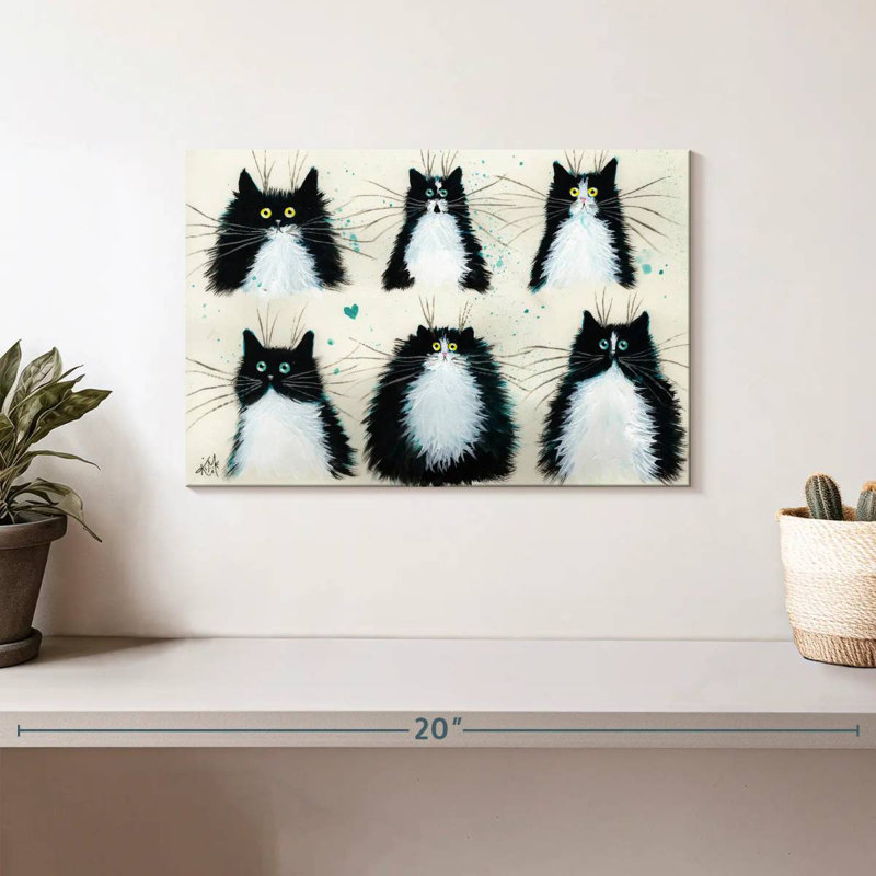 Brampt Tuxedo Cats, 8" H x 12" W