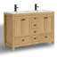 Ensemble de meuble-lavabo à double cuve 48 "avec plateau en résine, air bois naturel, assemblage requis-1194041906