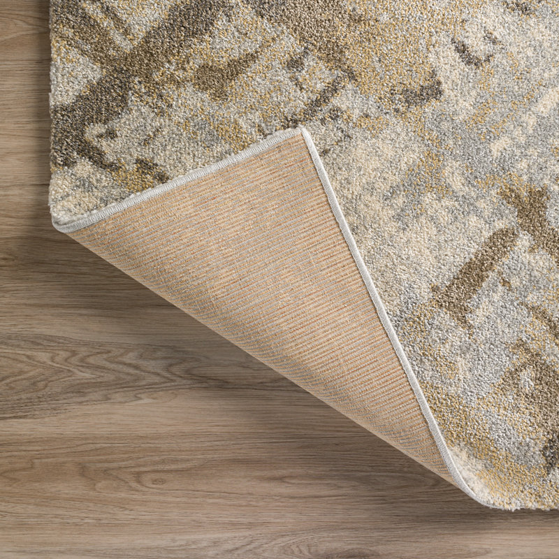 Tapis à motif abstrait gris / brun / beige Bellavia, Rectangle 1 pi 8 po x 2 pi 6 po