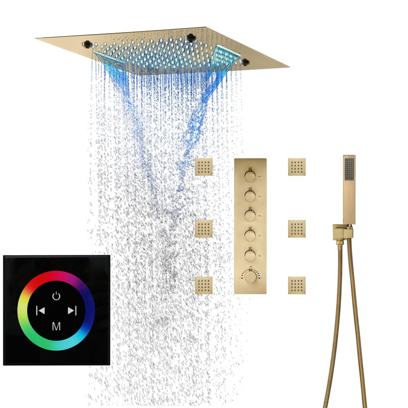 All-In-One Kit with Rough in-Valve, Brushed Gold
