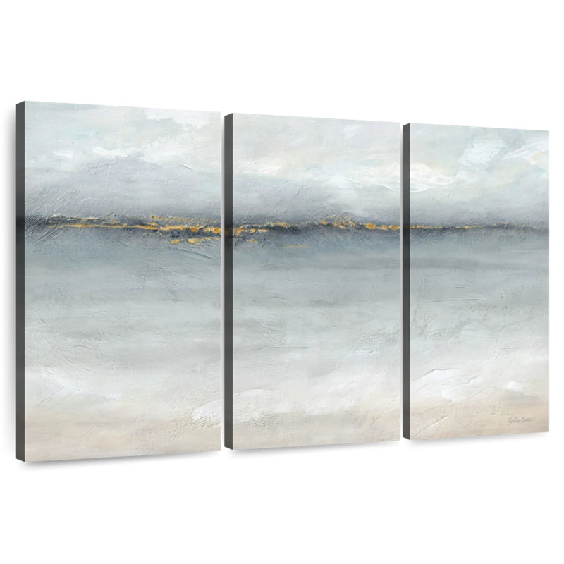Avery Serene Sea Grey Gold Landscape, 36" H x 57" W