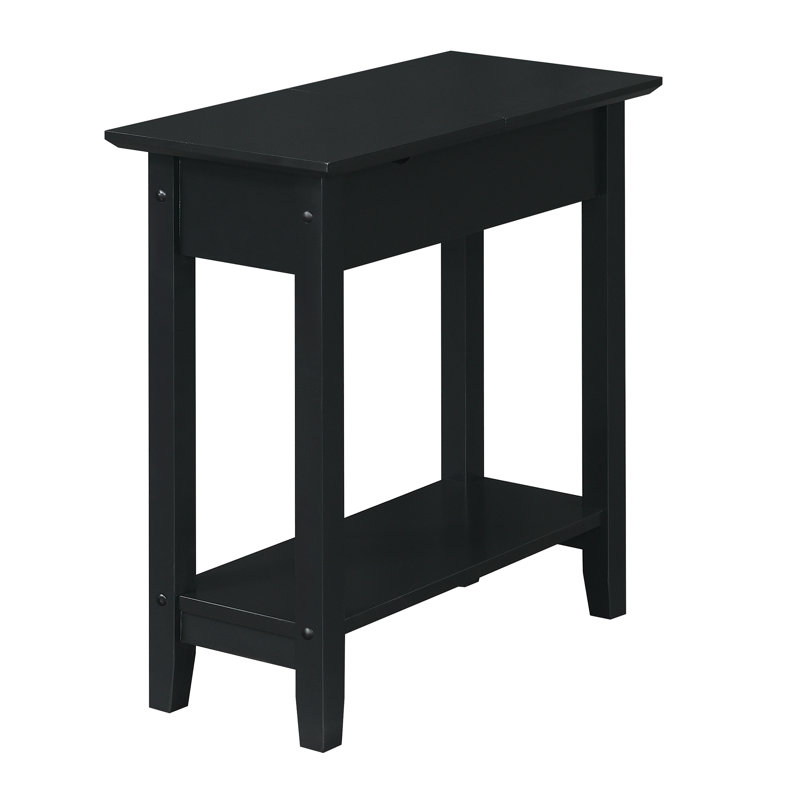 Carbin End Table and Built-In Outlets, Black Top/Black Base
