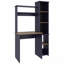 Bureau d'écriture, bureau moderne bleu marine avec deux tablettes supérieures et cinq casiers ouverts-788783382