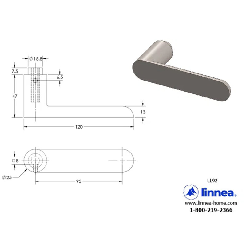 Privacy Door Lever, 2-3/4", Satin Black
