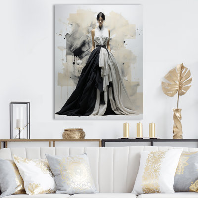 Minimaliste noir et blanc chic, robe II - art mural Dior