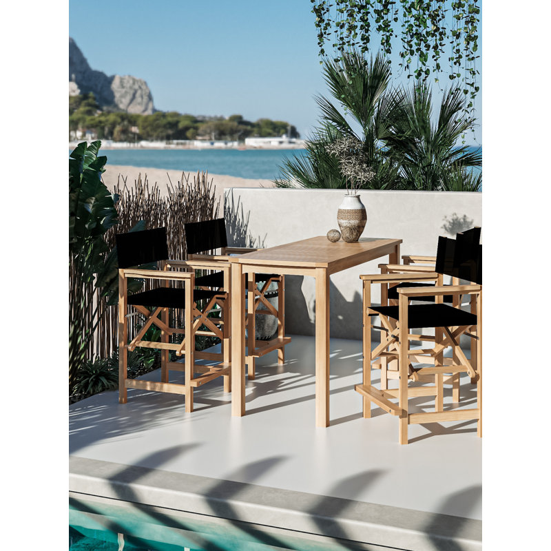 Capetown Teak Counter Height Directors Chair, Black, 45"H