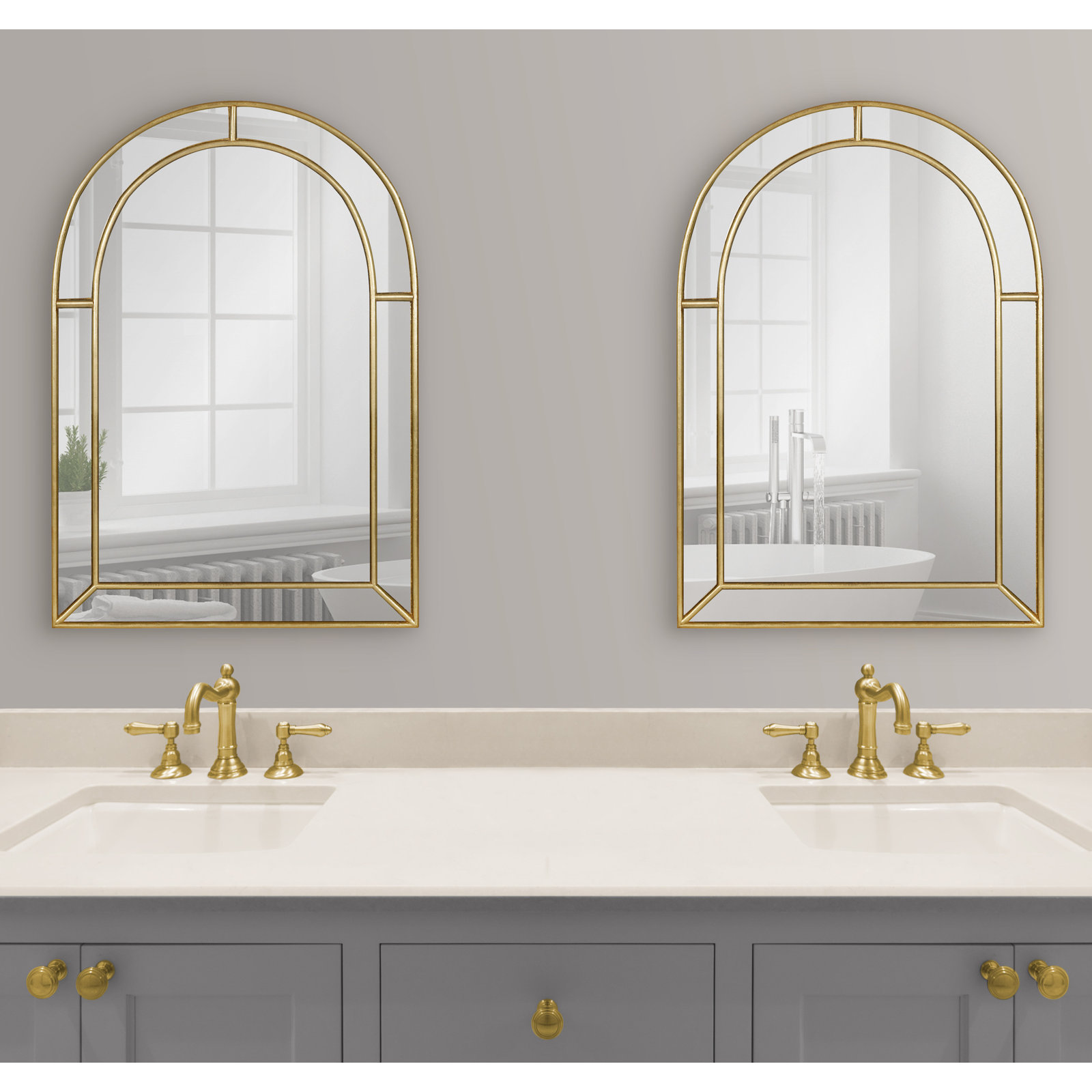 Iris Engineered Wood Mirror, 24" H x 18" W, Gold