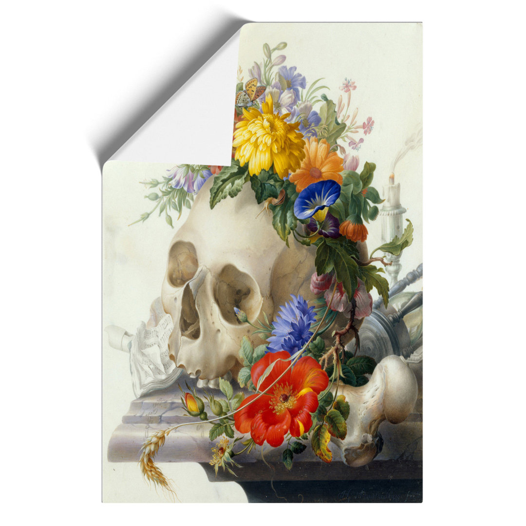 Skull with Flowers by Herman Henstenburgh - Frameless Print