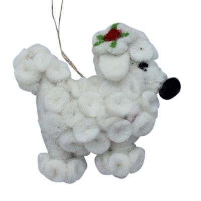 Figurine suspendue ornement feutre caniche