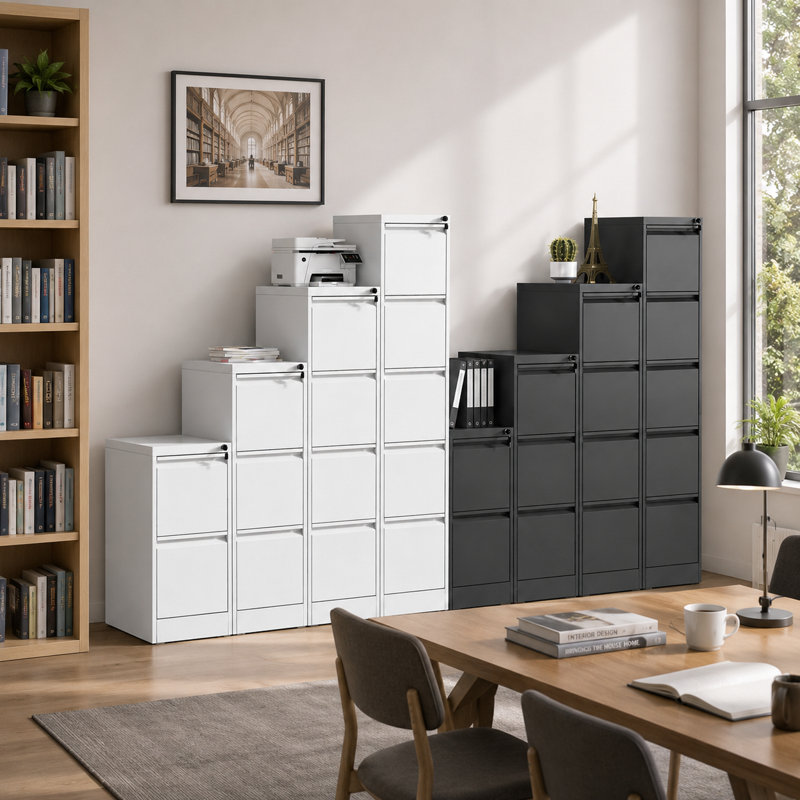Multi-Size Metal Vertical File Cabinet Set