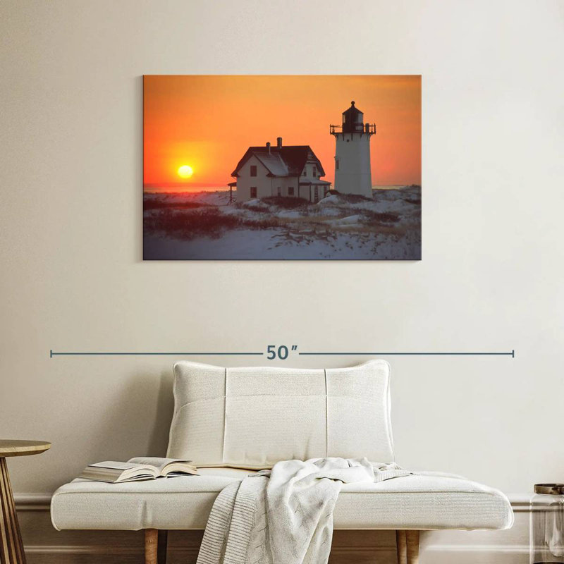Sunset at race point lighthouse Aletra, H 24 po x l 36 po