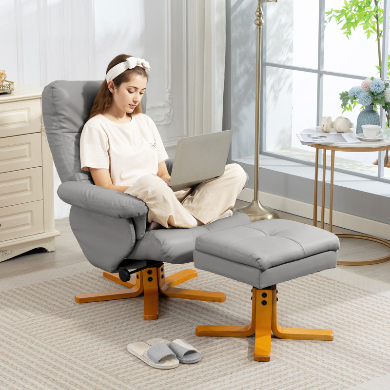 80cm Wide Swivel Standard Recliner, Light Grey