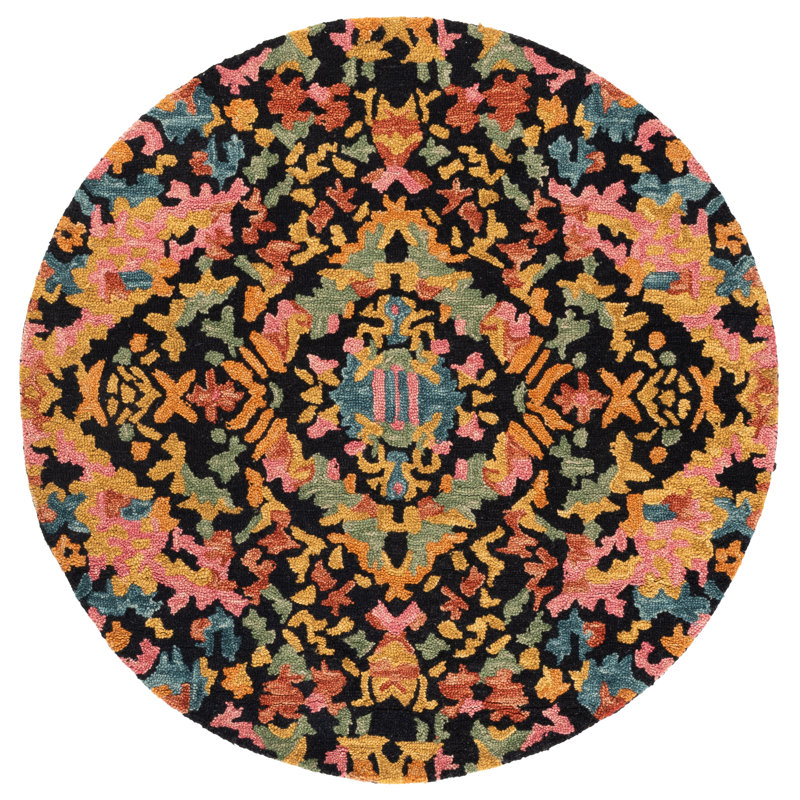 Hand Tufted Wool;Cotton Abstract Indoor Rug, Round 5'