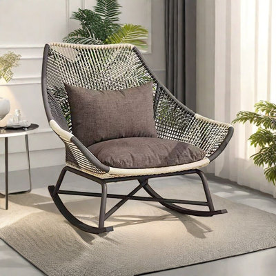 Nordic style rattan woven casual rocking chair