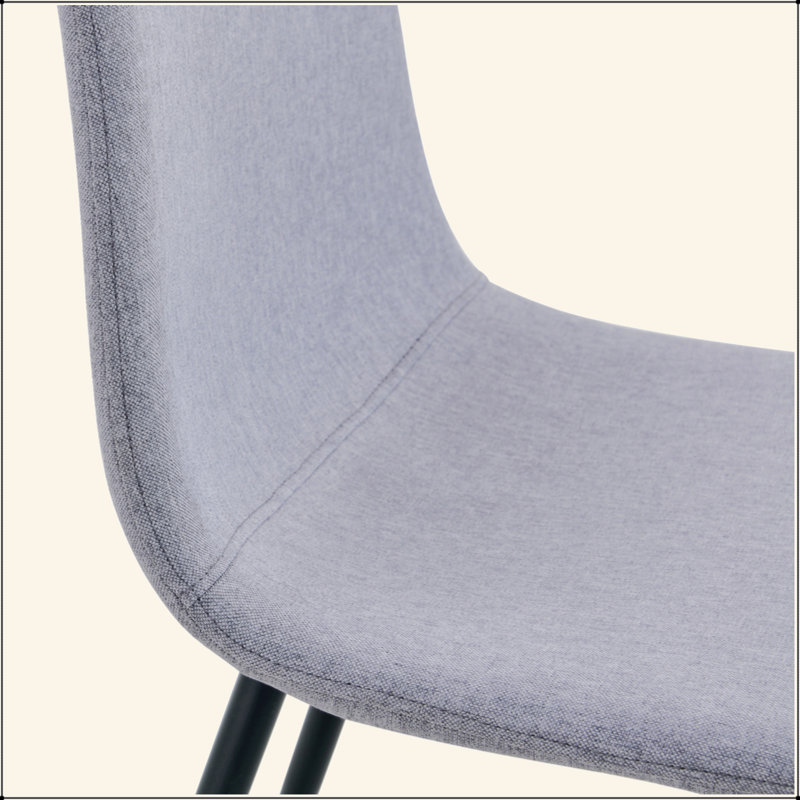 Set Of 4 Fabric-Back And Metal Combined Spoon Chairs - Perfectly Matching Minimalist And Scandinavian Style Homes, Gray