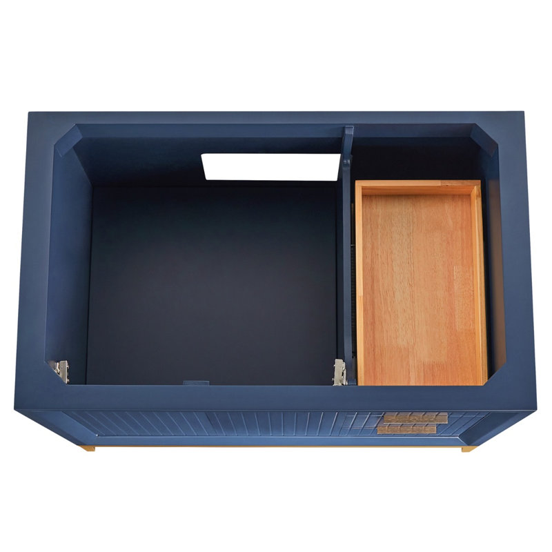 Bungalow 36" Freestanding Standard Single Bathroom Vanity with Top, Gold/Navy Blue