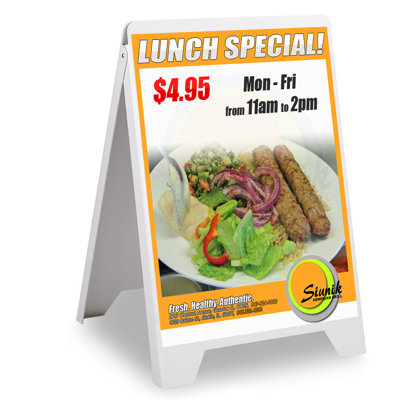 Double Side Sidewalk A-Frame Sign Sandwich Board PVC White Holds 19 11/16"X32 11/16"Graphic Plastic Panels