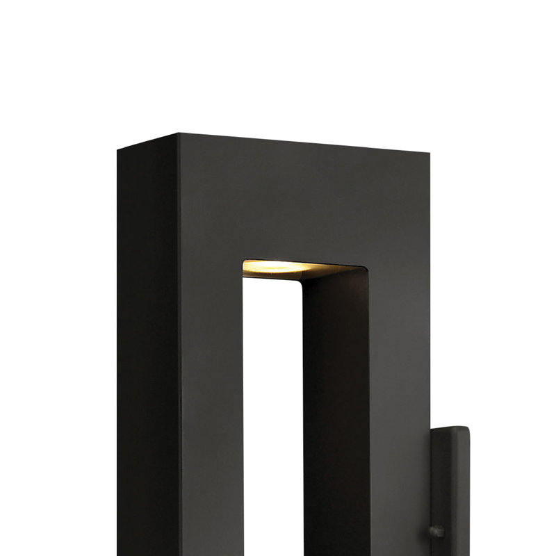 Atlantis 2 - Bulb Frosted Glass Outdoor Wall Lantern, Satin Black, 16" H x 2.75" W x 6.5" D