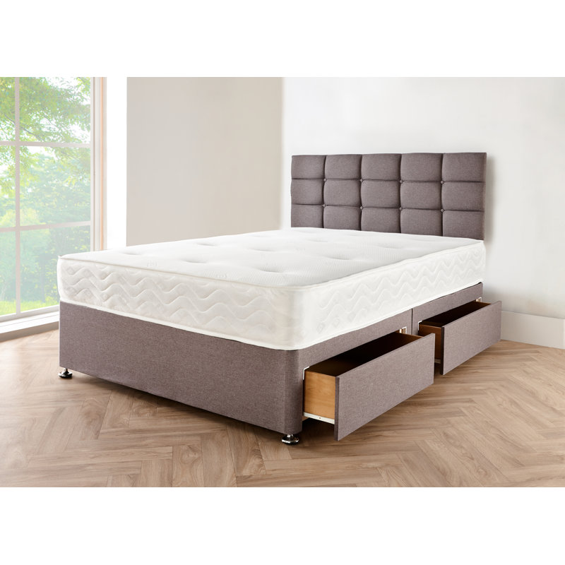 Abbie-Lee Coilsprung Divan Bed Set, Grey Linen, 140 x 190cm