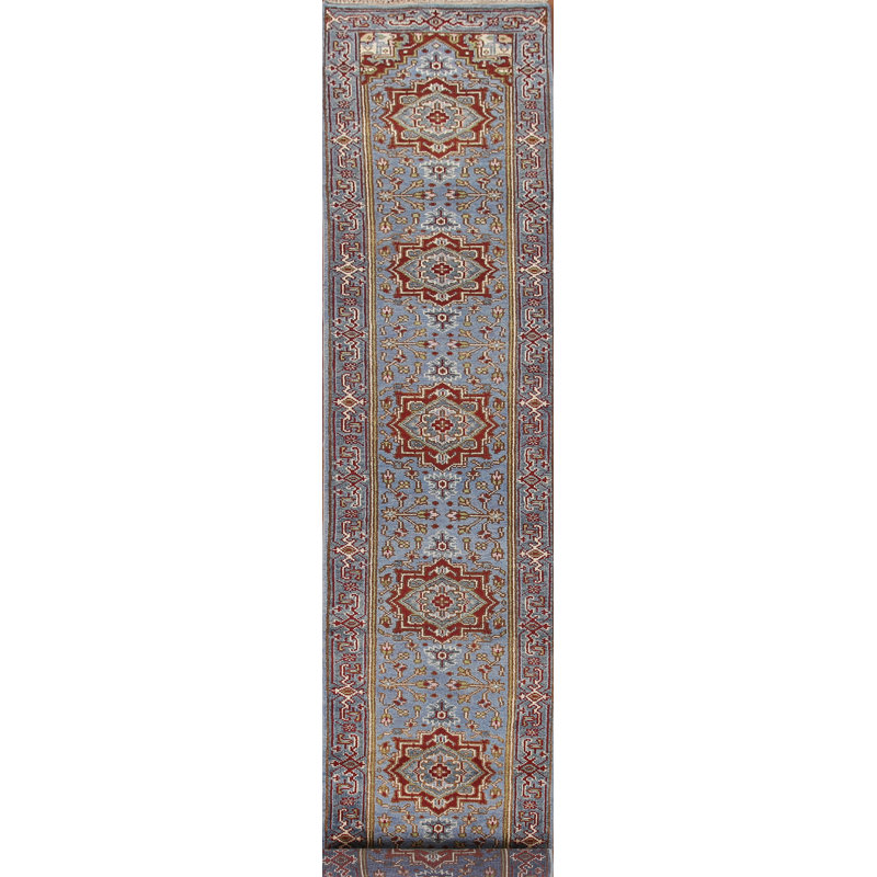 Tapis de couloir indien bleu 3x16