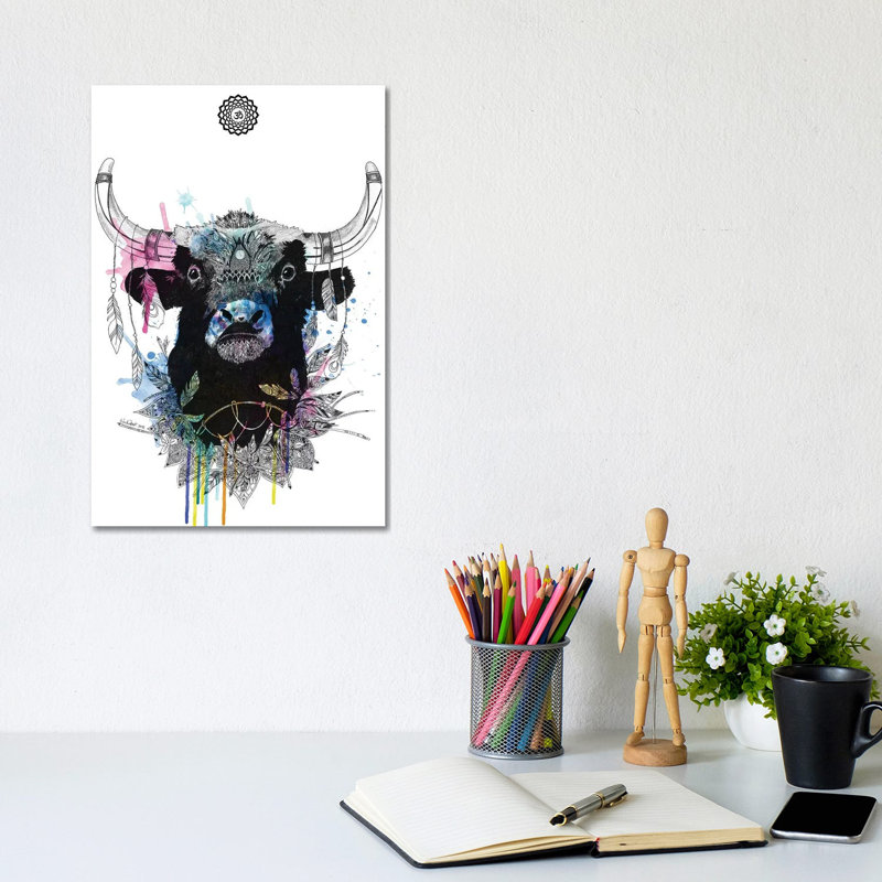 Bull by Karin Roberts - Wrapped Canvas Painting, 20.32 cm H x 30.48 cm W