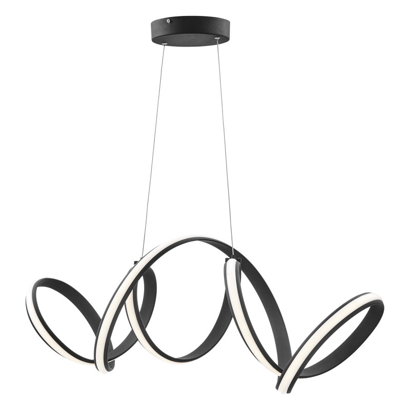Menifee Unique Tiered Dimmable Integrated LED Chandelier, Black