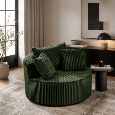 Fauteuil d'appoint pivotant surdimensionné avec revêtement moelleux et coussins décoratifs