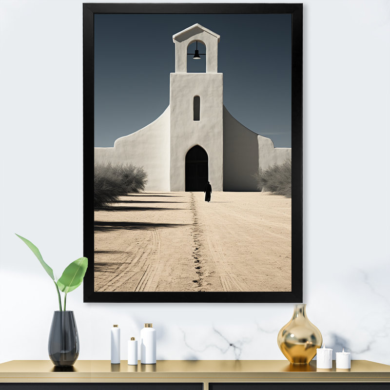 «Mimalisme Christianity Scenery Church» sur toile, Cadre simple noir, H 44 po x l 34 po x P 1,5 po