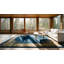 Tapis chameau en laine bleu marine antique