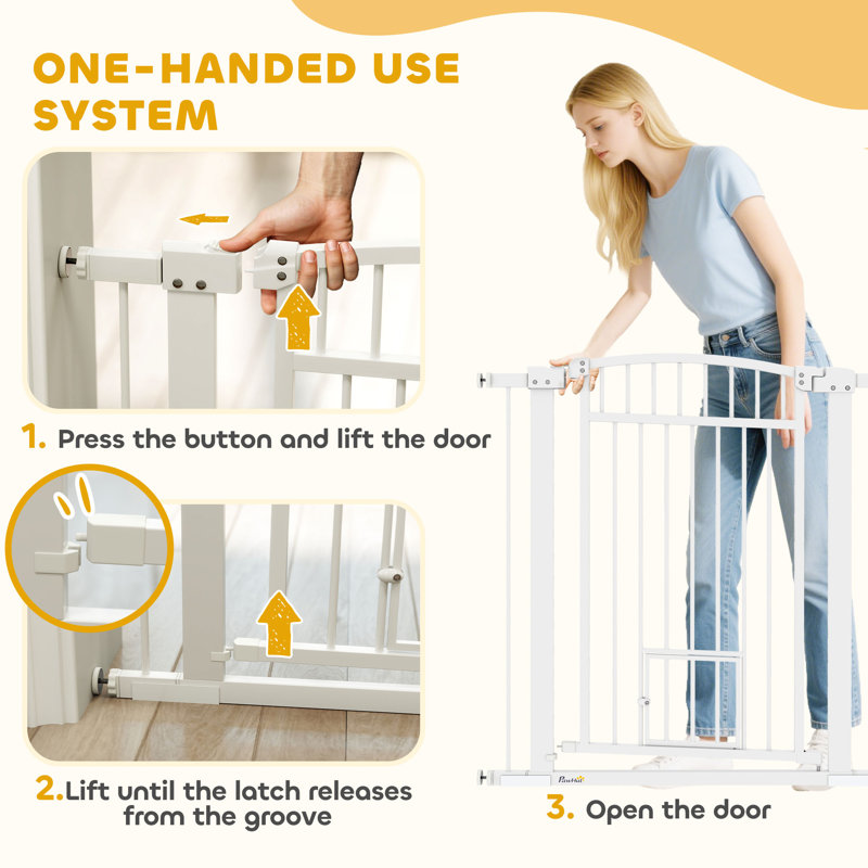 Barrière pour chien, barrière pour animaux très large avec porte pour chat de 30 à 41 po, ensembles d'extension de 3 po et de 5,5 po, montés sous pression, hauteur de 37 po