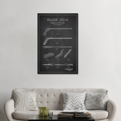 Bâton de hockey, brevet de charbon de bois, giclée sur toile tendue avec châssis