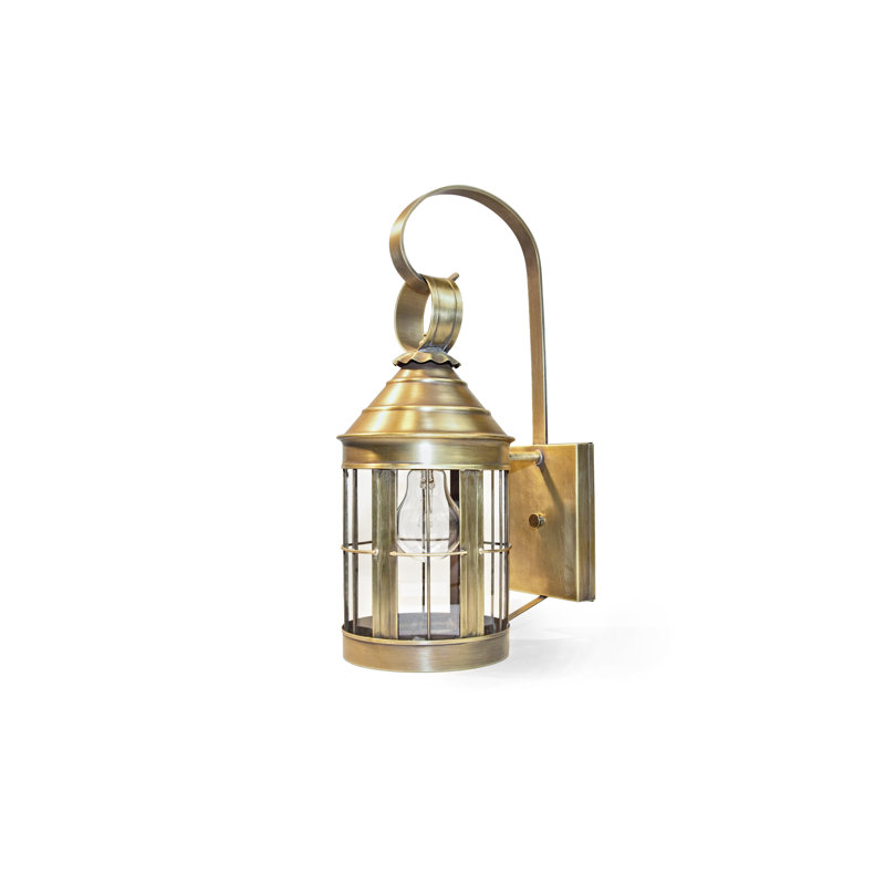 Heal 1 - Light Outdoor Wall Lantern, Antique Brass, Clear Seedy