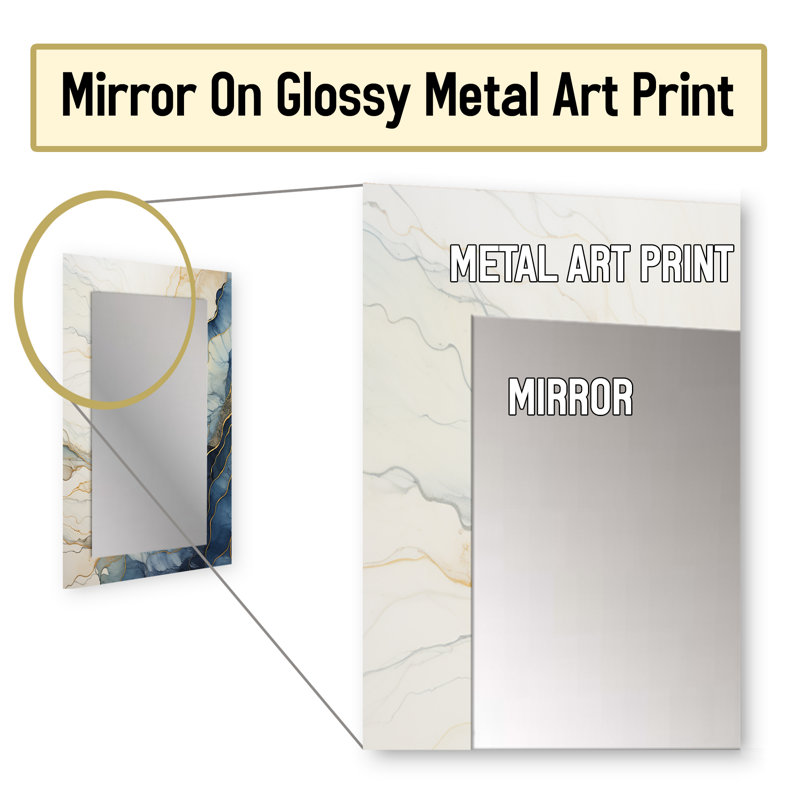 Beige Minimalism Calm River Forest II - River Unique Wall Mirror, Traditional Mirror, Printed Metal Art, 32" x 24"