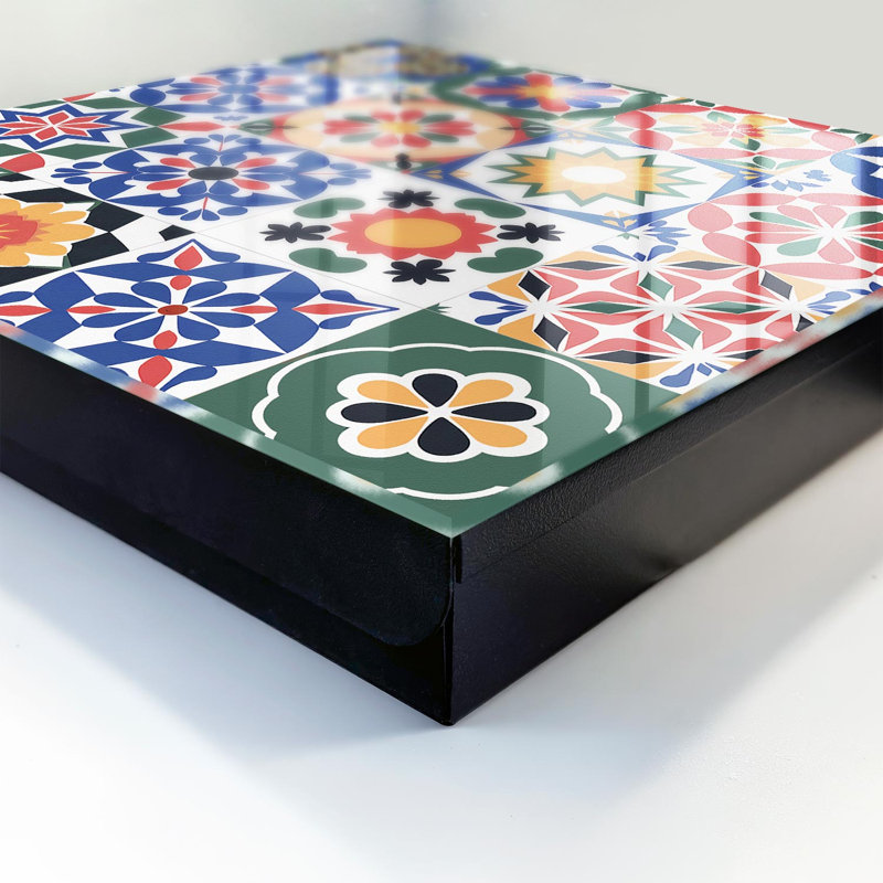Key cabinet, Opens to the right, 30x30x5, White, Floral mosaics in colors, harmonious arrangement, 
