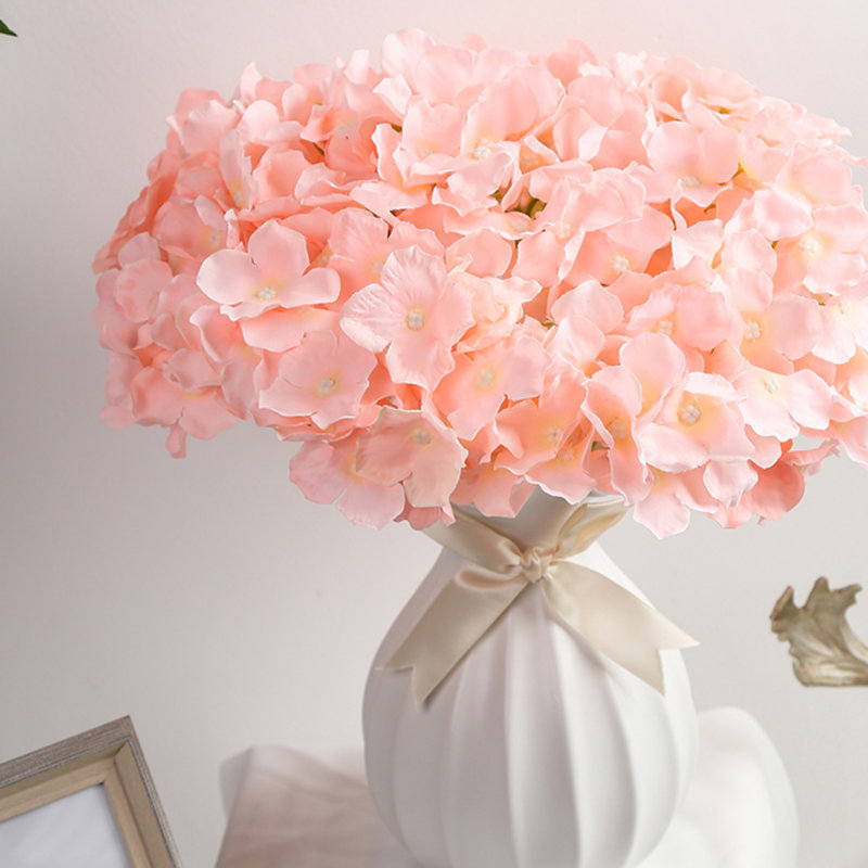 Tête de fleur d'hortensia artificielle avec mât, Rose