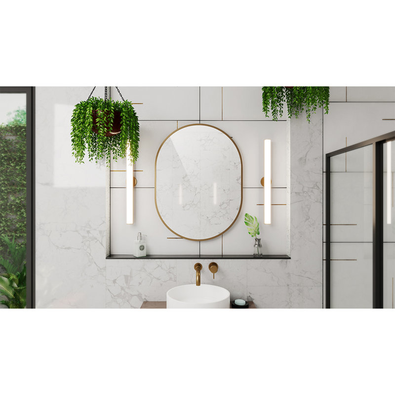 Miroir suspendu Prospero H 32 po x l 24 po, Laiton brossé