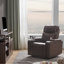 Fauteuil inclinable Power Motion avec port de charge USB et rangement à bras cachés, 2 porte-gobelets pratiques et plateau pivotant à 360 °, brun