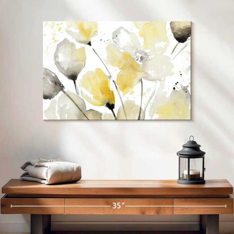Avery neutre floral abstrait I, H 16 po x l 24 po